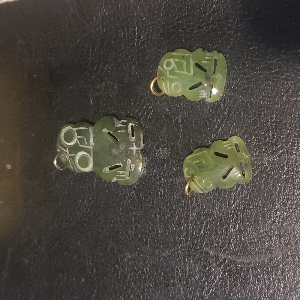 Jade monkey set, for necklace & earrings